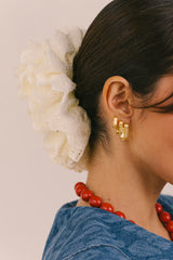Textured Ovate Hoops Gold Plated (14mm)