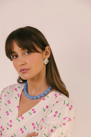 Aqua Do Mar Beaded Necklace Silver