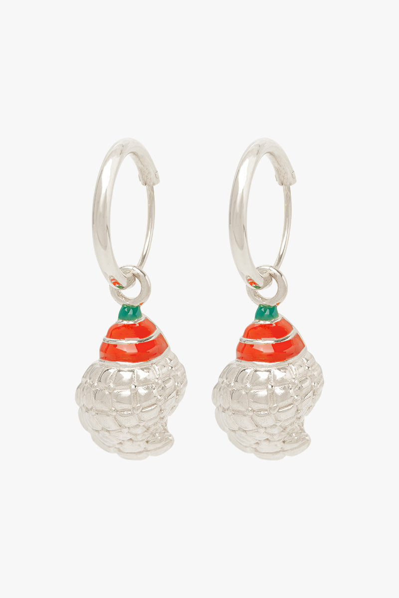 Crown Shell Hoop Earring Silver