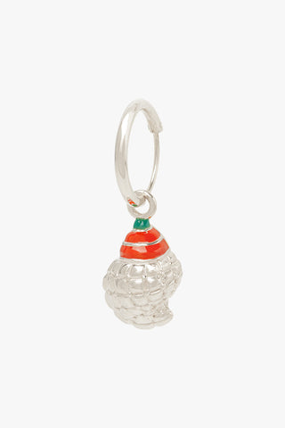 Crown Shell Hoop Earring Silver