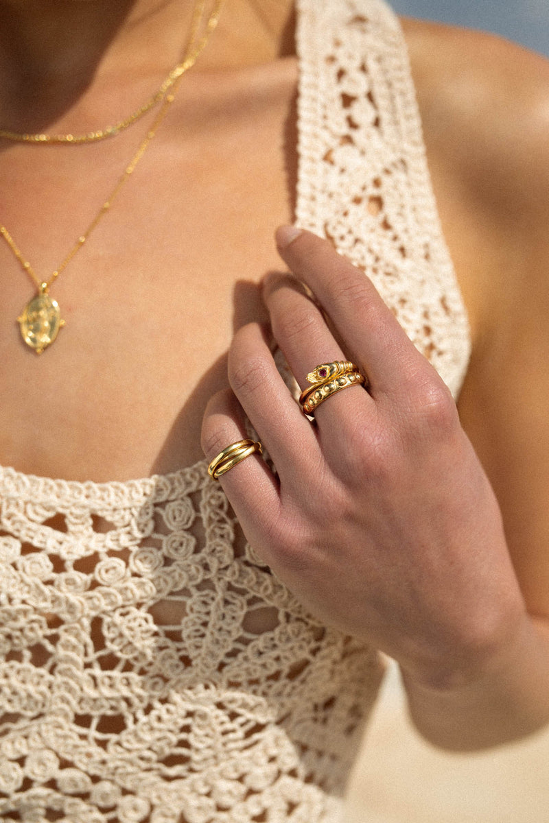 Hamsa hand ring gold plated
