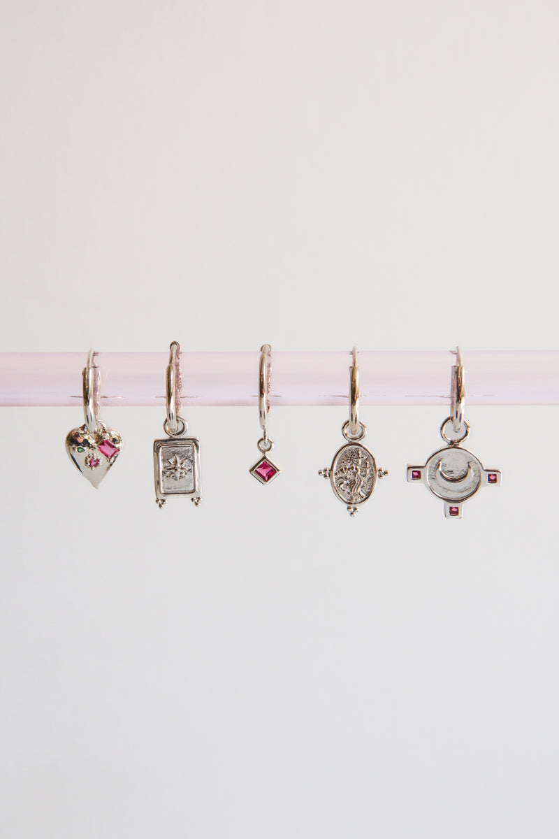 Fuchsia diamond hoop silver