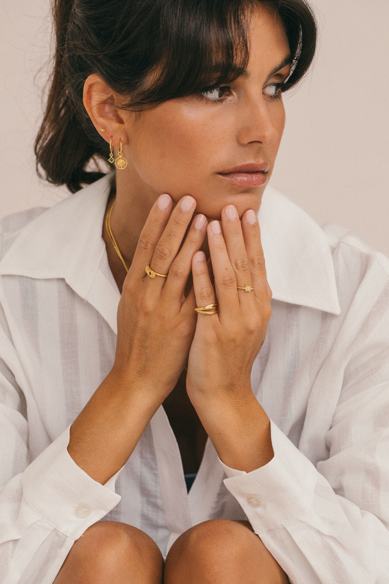 Hamsa hand ring gold plated