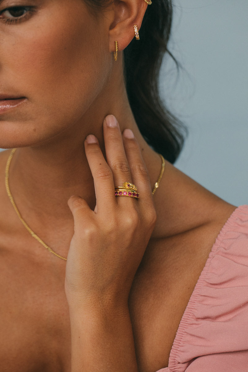 Hamsa hand ring gold plated