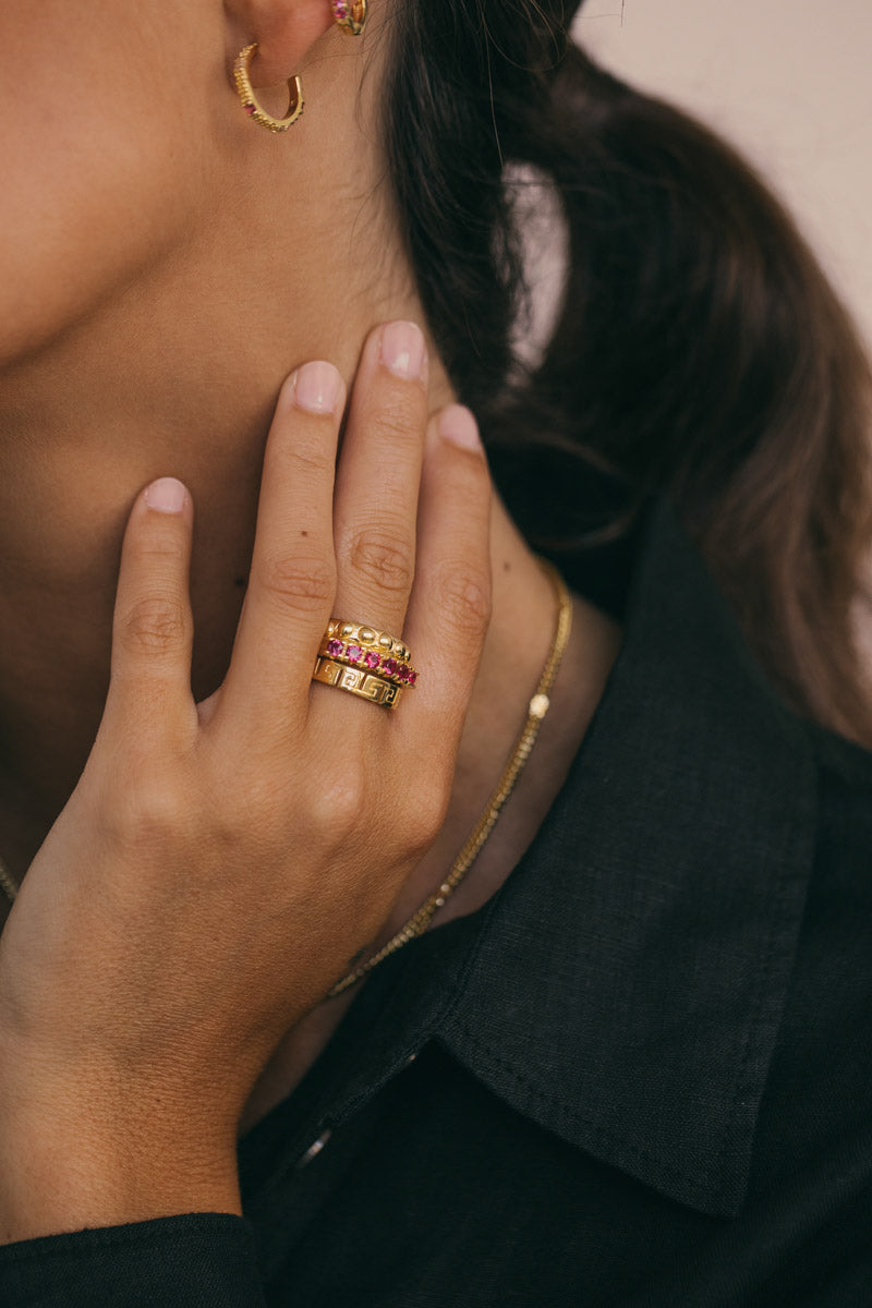 Vintage fuchsia ring gold plated