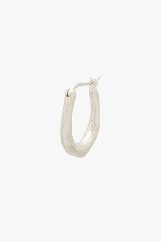 Organic Hammered Oval Hoop Silver (20 mm)