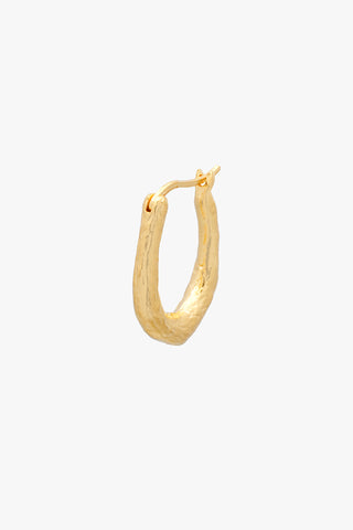 Organic Hammered Oval Hoop Gold Plated (20mm)