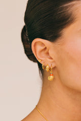 Crown Shell Hoop Earring Gold Plated