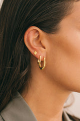 Flaming heart stud earring gold plated 