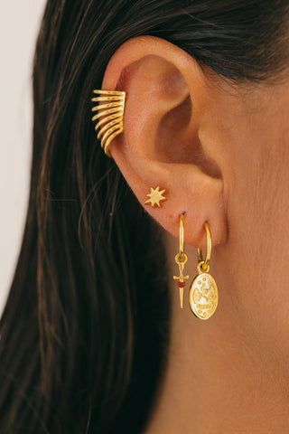Love dagger hoop earring gold plated
