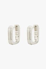 Textured Ovate Hoops Silver (14mm)