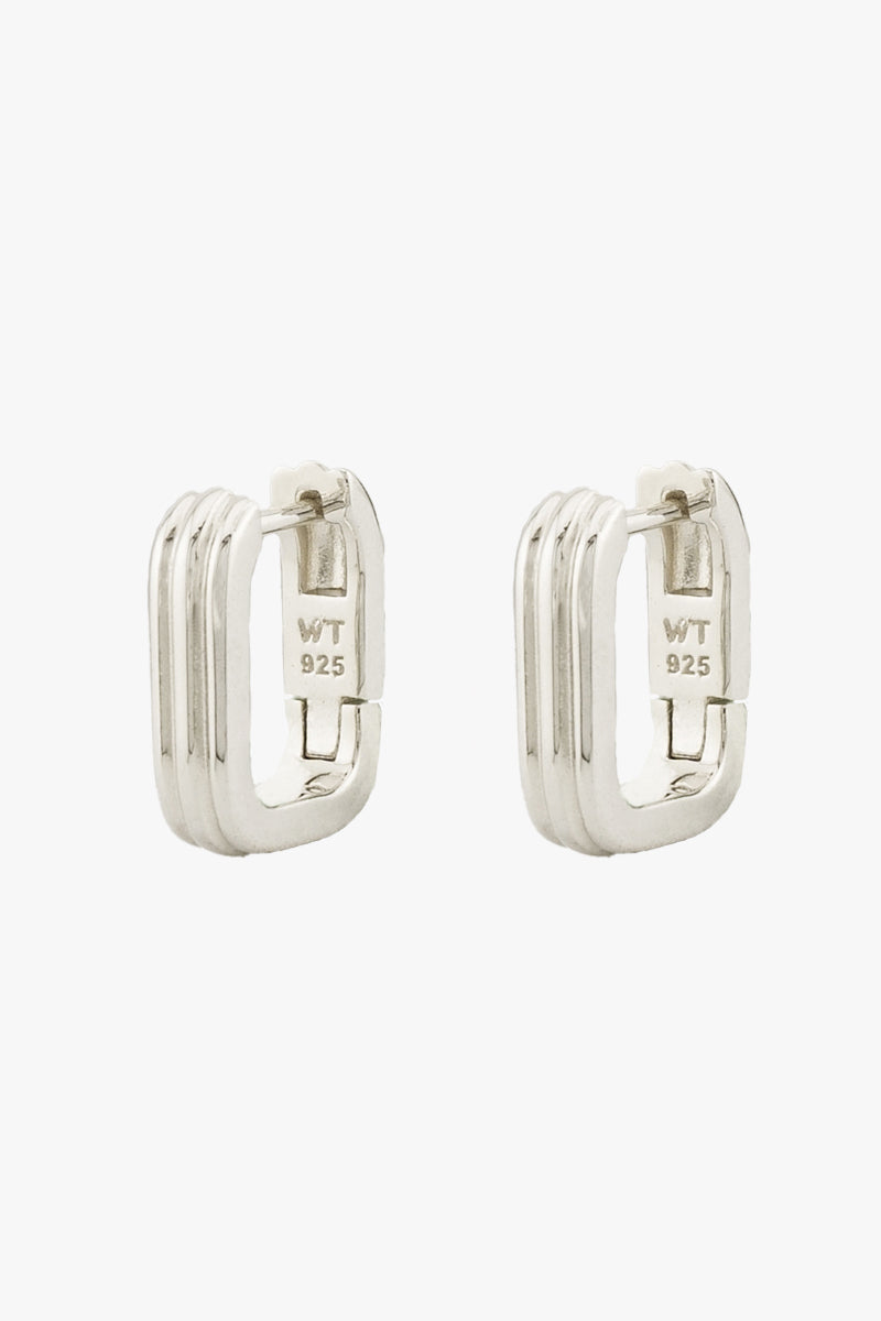 Textured Ovate Hoops Silver (14mm)